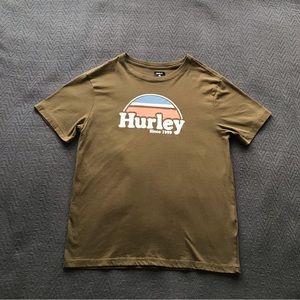 NWOT Hurley Since 1999 Tee Olive Green Khaki Logo Classic Cute Cotton Surfer S